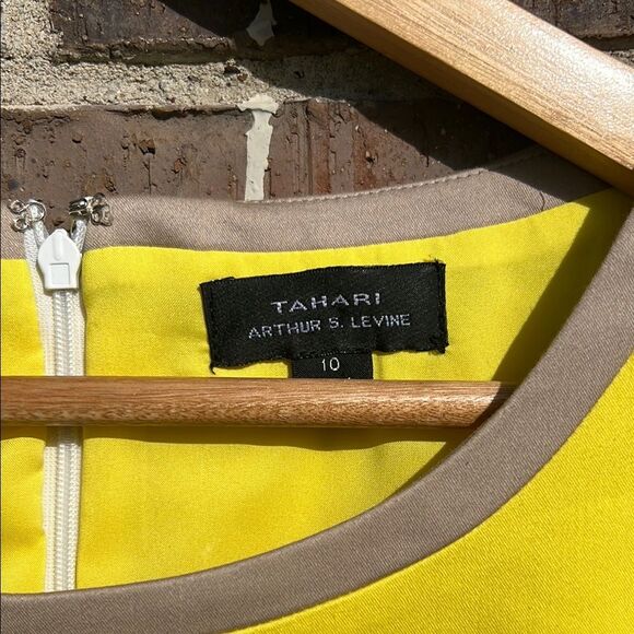 Tahari Arthur S Levine Colorblock Sleeveless Summer Dress Yellow and White 10 - Picture 6 of 16